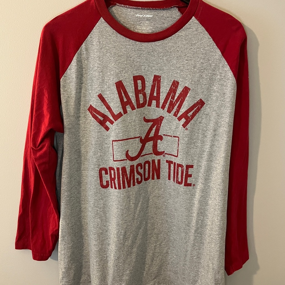 Pro Edge Alabama Crimson Tide Raglan Long Sleeve Tee - Gray & Red